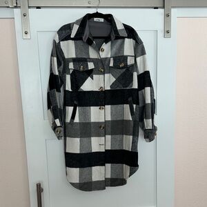 Grey and White Long Shacket. Size Small.